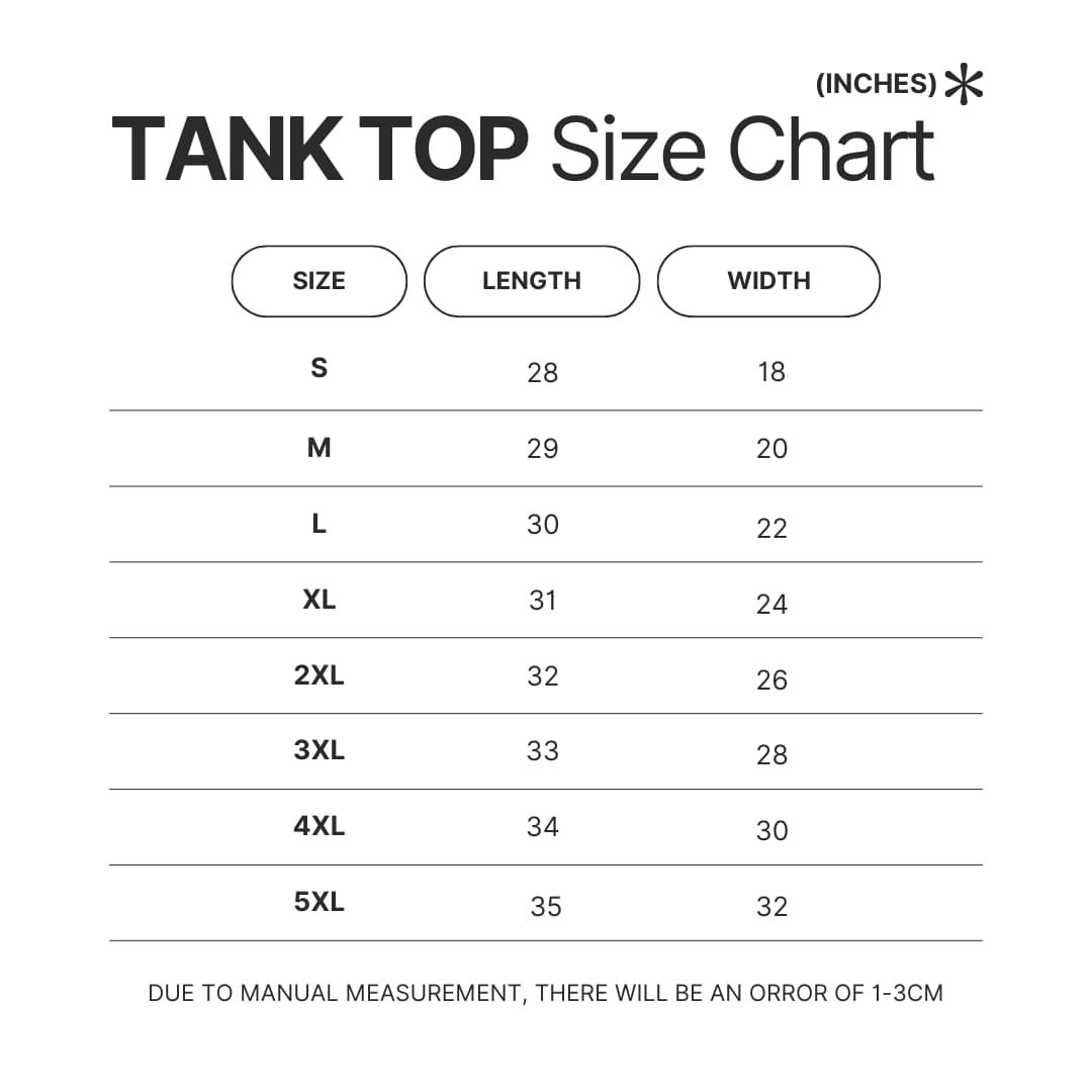 Tank Top Size Chart - Grimm Merch